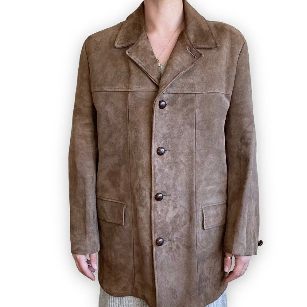 Men's Brown Suede Bomber Jacket
